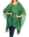 Sakkas Adalwin Third Tie Dye Desert Sun Circle Ponch Tunic Top Blouse W/Embroidery#color_42-Green