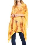 Sakkas Adalwin Third Tie Dye Desert Sun Circle Ponch Tunic Top Blouse W/Embroidery#color_42-Mustard