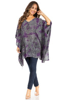 Sakkas Adalwin Third Tie Dye Desert Sun Circle Ponch Tunic Top Blouse W/Embroidery