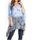 Sakkas Adalwin Third Tie Dye Desert Sun Circle Ponch Tunic Top Blouse W/Embroidery