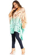 Sakkas Adalwin Third Tie Dye Desert Sun Circle Ponch Tunic Top Blouse W/Embroidery