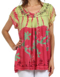 Sakkas Talisa Embroidered Gauzy Blouse#color_Pink