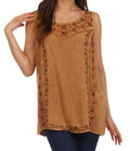 Sakkas Anika Stonewashed Rayon Blouse#color_Camel