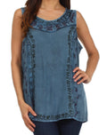 Sakkas Anika Stonewashed Rayon Blouse#color_Denim