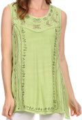 Sakkas Anika Stonewashed Rayon Blouse#color_Green