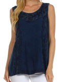 Sakkas Anika Stonewashed Rayon Blouse#color_Navy