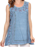 Sakkas Anika Stonewashed Rayon Blouse#color_OceanBlue