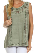 Sakkas Anika Stonewashed Rayon Blouse#color_SageGreen