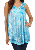 Sakkas Monika Embroidered Sleeveless Blouse #color_Blue