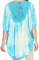 Sakkas Ragini Tie Dye  Lace Accent Delicate Embroidered Poncho Top / Cover Up