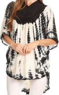 Sakkas Martina Delicate Embroidered Tie Dye Poncho Top / Cover Up#color_Black