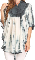 Sakkas Martina Delicate Embroidered Tie Dye Poncho Top / Cover Up#color_Grey