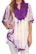 Sakkas Martina Delicate Embroidered Tie Dye Poncho Top / Cover Up#color_Plum