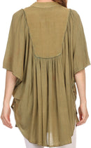Sakkas Martina Delicate Embroidered Tie Dye Poncho Top / Cover Up