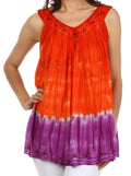 Sakkas Zuri Embroidered Relaxed Fit Blouse#color_Cayenne