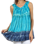Sakkas Zuri Embroidered Relaxed Fit Blouse#color_Turquoise