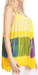 Sakkas Aunalee Embroidered Three Color Tie Dye Bohemian Semi-Opaque Blouse Shirt