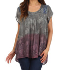 Sakkas Lisa Embroidered Ombre Blouse #color_Grey