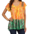 Sakkas Lisa Embroidered Ombre Blouse #color_Yellow