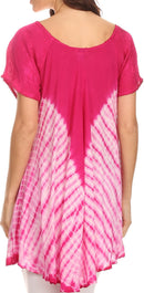 Sakkas Cara Wide Embroidered Top Blouse Shirt With Crochet Neck Draped Cap Sleeves