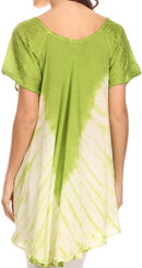 Sakkas Cara Wide Embroidered Top Blouse Shirt With Crochet Neck Draped Cap Sleeves