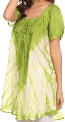 Sakkas Cara Wide Embroidered Top Blouse Shirt With Crochet Neck Draped Cap Sleeves