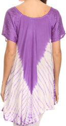 Sakkas Cara Wide Embroidered Top Blouse Shirt With Crochet Neck Draped Cap Sleeves