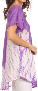 Sakkas Cara Wide Embroidered Top Blouse Shirt With Crochet Neck Draped Cap Sleeves
