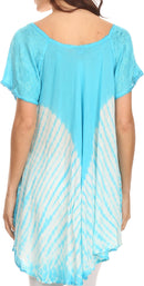 Sakkas Cara Wide Embroidered Top Blouse Shirt With Crochet Neck Draped Cap Sleeves