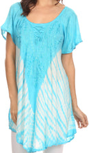 Sakkas Cara Wide Embroidered Top Blouse Shirt With Crochet Neck Draped Cap Sleeves