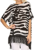 Sakkas Xally Long Hi Low Back Drop Shoulder Short Sleeves Poncho Top Shirt Blouse#color_KS1882-blk