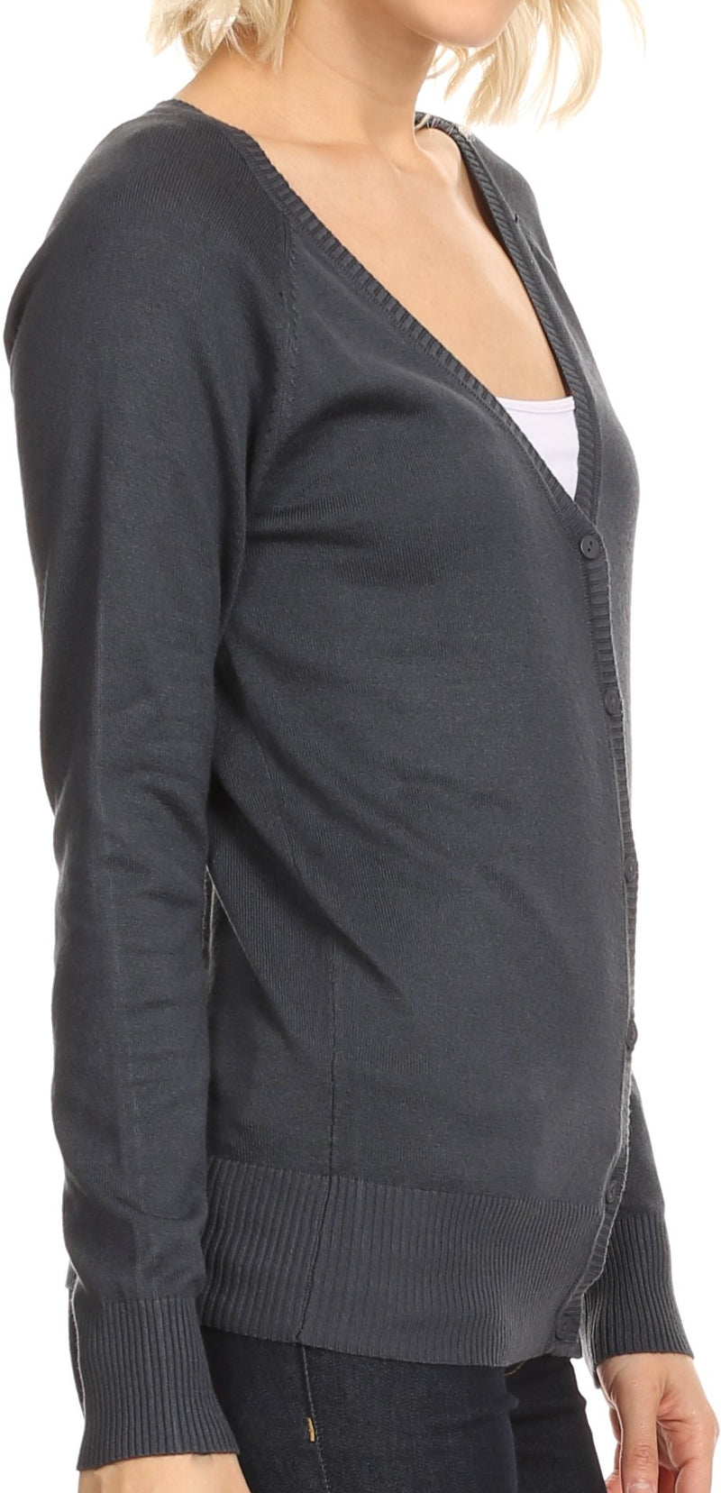 Sakkas Rocaway Long Tall Soft Knit Long Sleeve Button Up Cardigan Shirt Top V Neck