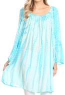 Sakkas Anna Casual Flowy Wide Neck 3/4 Sleeve Light Summer Boho Blouse Top