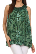 Sakkas Tie-Dye Summer Sky Tank Top with Embroidery and Beading#color_EmeraldGreen