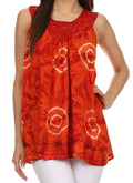 Sakkas Tie-Dye Summer Sky Tank Top with Embroidery and Beading#color_Saffron