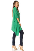 Sakkas Wren Lightweight Circle Poncho Top Blouse With Detailed Embroidery