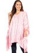 Sakkas Wren Lightweight Circle Poncho Top Blouse With Detailed Embroidery#color_TD-Fuchsia