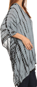 Sakkas Wren Lightweight Circle Poncho Top Blouse With Detailed Embroidery