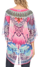 MKY Brigitte Women's Loose Casual Boho Short Sleeve Circle Blouse Top V-neck