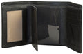 Sakkas Men's Authentic Leather Tri-Fold Wallet with 3 Id Windows with Gift Bag#color_Black