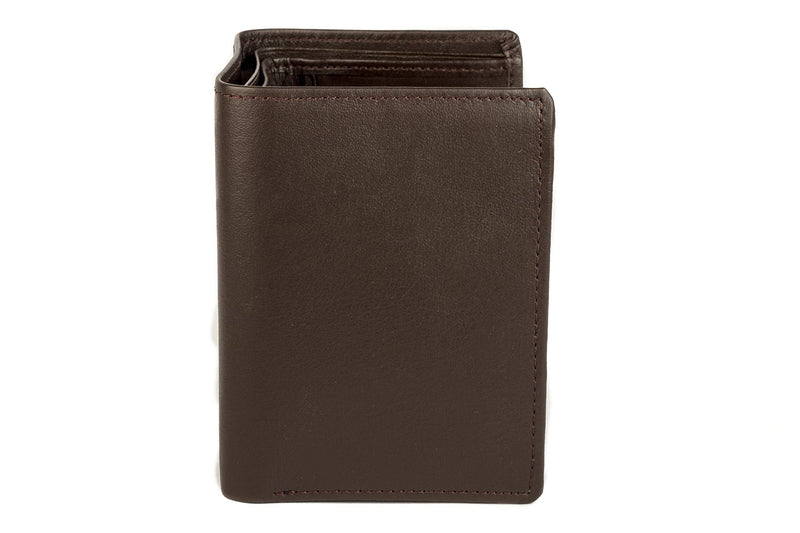 Sakkas Men's Authentic Leather Tri-Fold Wallet with 3 Id Windows with Gift Bag