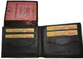 Sakkas Men's Bi-Fold Leather Double Flap Wallet with 9 Card Slots with Gift Bag#color_Black