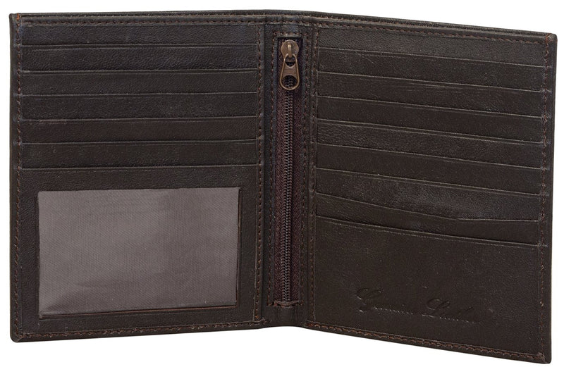 Sakkas Men's Authentic Leather Bi-Fold Wallet with 13 Credit Card Slots with Gift Bag