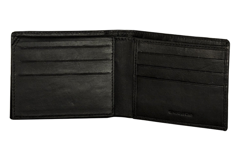 Sakkas Men's Bi-Fold Leather Wallet with 9 Credit Card Slots with Flip Up ID & Credit Card Flap