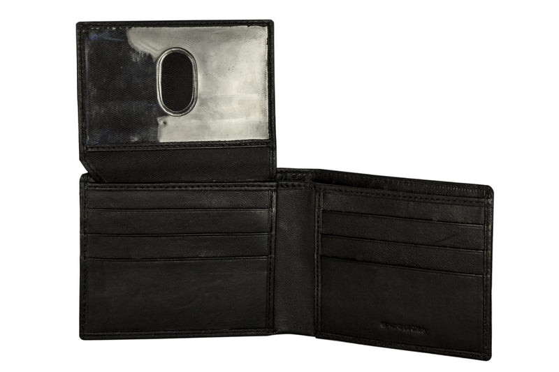 Sakkas Men's Bi-Fold Leather Wallet with 9 Credit Card Slots with Flip Up ID & Credit Card Flap