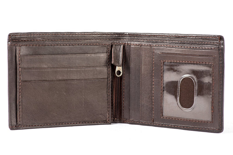 Sakkas Men's Bi-Fold Leather Wallet with 2 Size ID Card Slots - Comes in a Gift bag