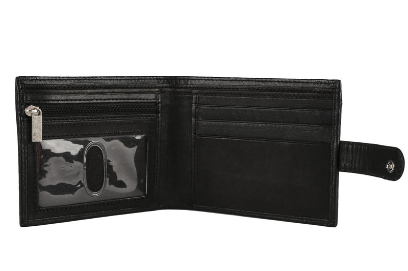 Sakkas Bifold Press Stud Mens Leather Wallet With Gift Bag