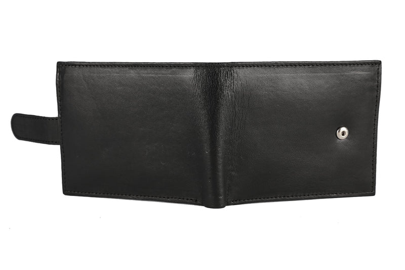Sakkas Men's Bi-fold Leather Wallet - Coin Pkt/Card Slots/Press Stud with Gift Bag