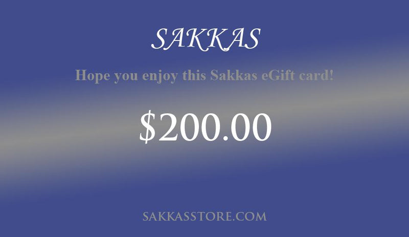 Sakkas Store e-Gift Card $200_