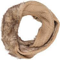 Sakkas Zena Fur Lined Knit Infinity Scarf#color_Beige